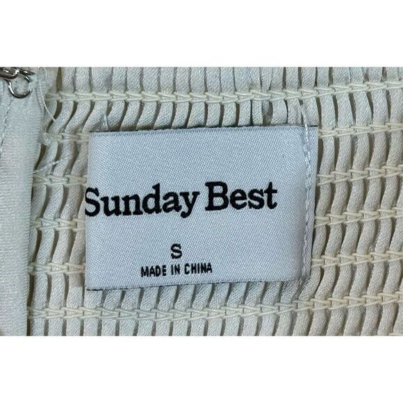 Aritzia Sunday Best Spencer Smocked Back Adjusted Straps Draped Mini Dress Small - Picture 3 of 8